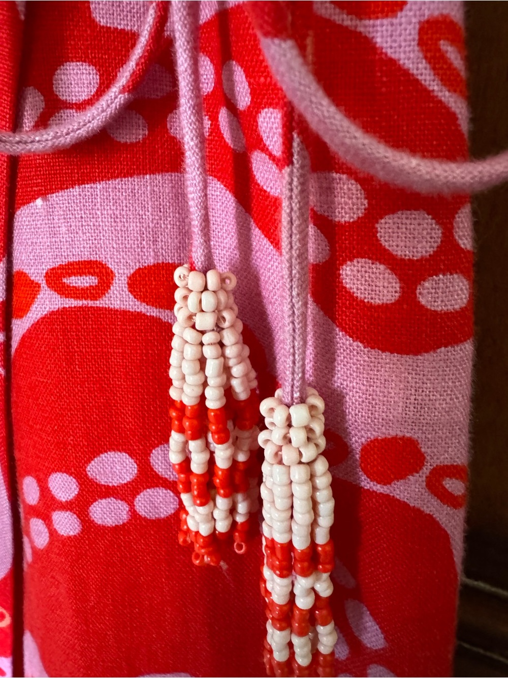 Farm Rio Octo Cool Red/Pink Linen Wrap Skirt - Picture 4 of 10